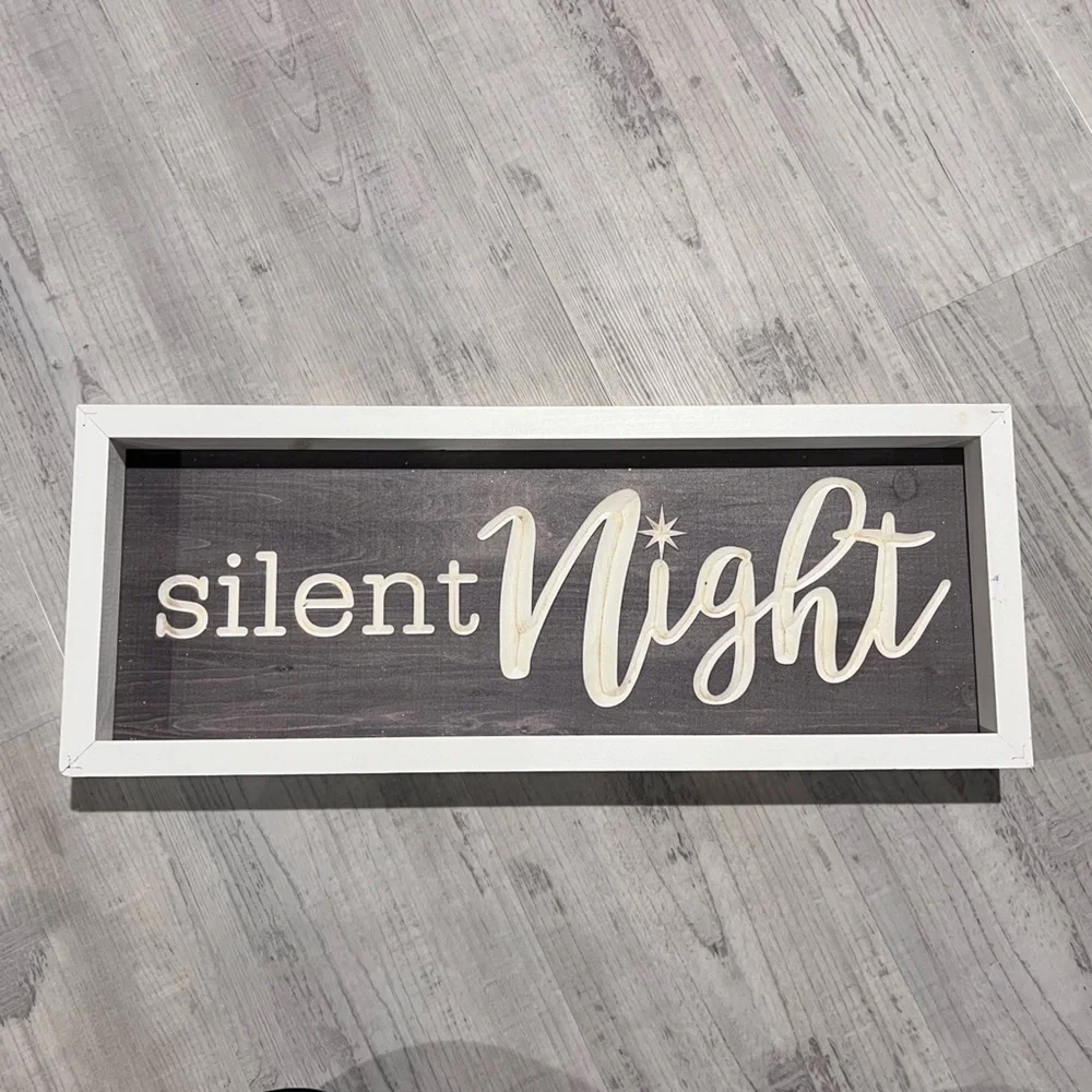 Silent Night Rustic Christmas Wall Art Farmhouse Holiday Sign
